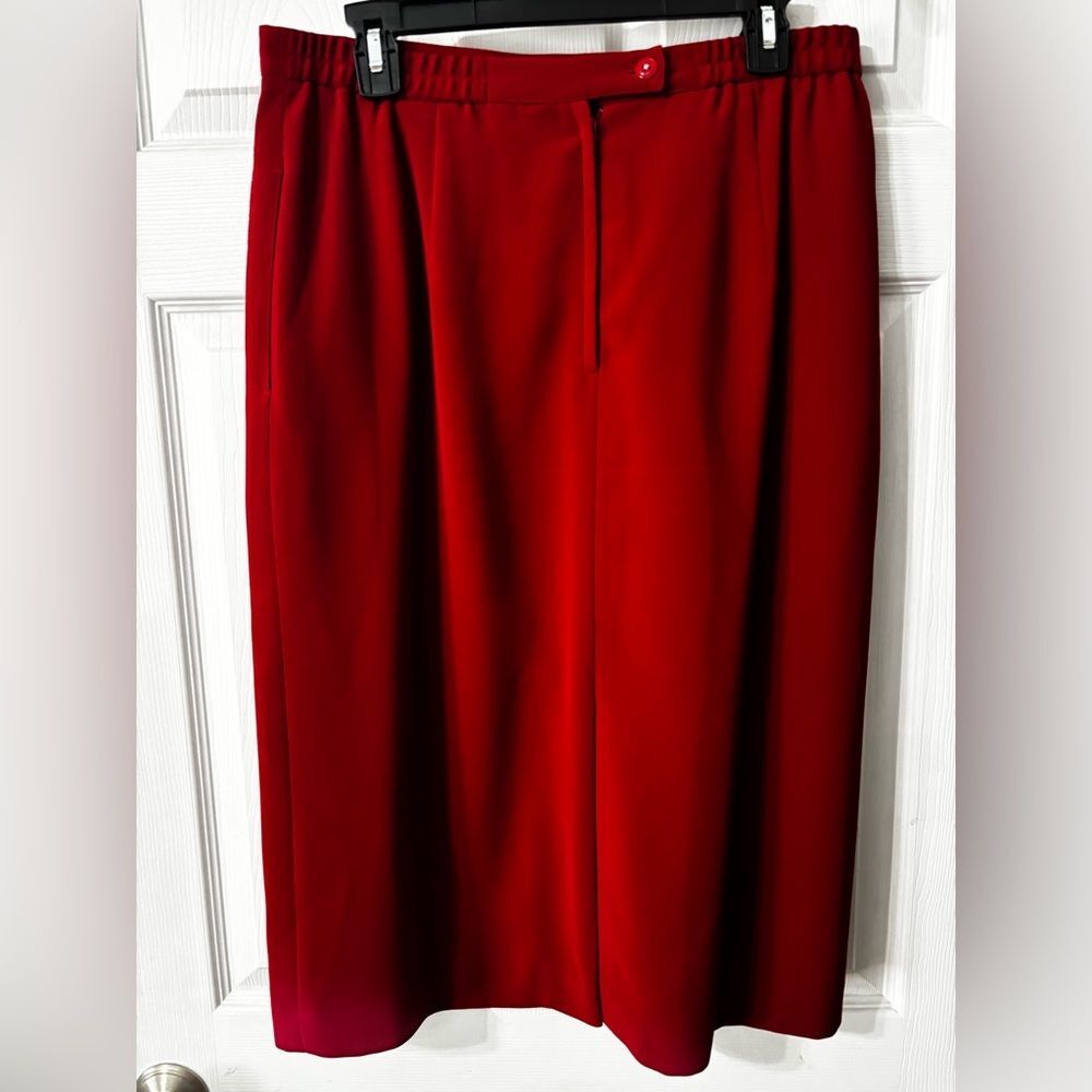 Le Suit Classic Skirt Suit Set Women's Size 14W Red Pockets Lined Holiday READ - Picture 12 of 16